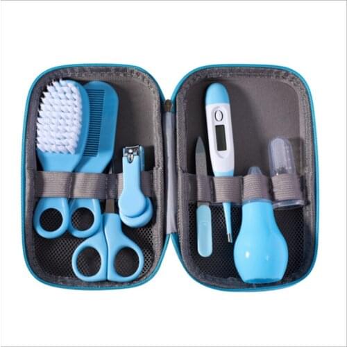 Maternal and child supplies, childrens baby nail clippers, 8 eight-piece comb, brush, nasal aspirator, EVA bag, care set