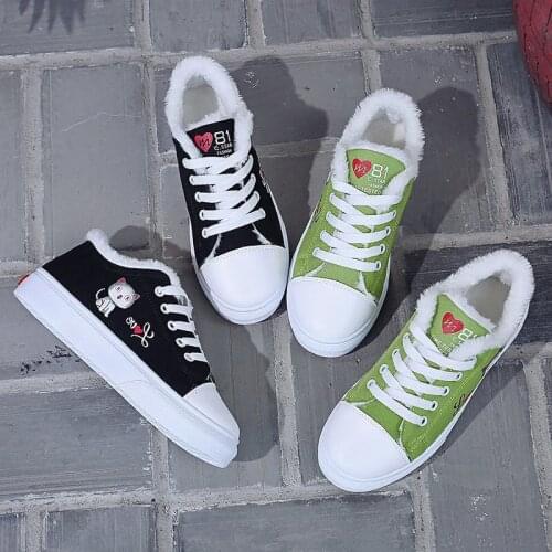 Autumn and Winter New Plus Velvet Women Sneakers Wear Resistant Casual Shoes Outdoor Running Cold Protection Keep Warm Shoes