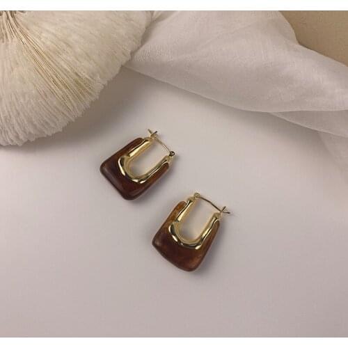 High sense of U-shaped jelly alloy earrings trendy temperament womens fashion all-match earrings jewelry