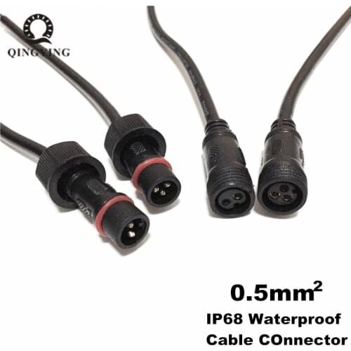10 Pairs Black Male & Female Plug Waterproof LED Connector With 2/3 Core 2/3 Pin IP68 40cm 0.5(mm2) Cable For LED Lighting
