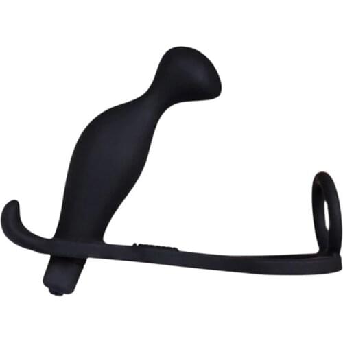 10 Speed Male Prostate Massager with Cock Ring Anal Vibrator Butt Plug Anal Stimulator Porn Delay Silicone for Men Adult Toy