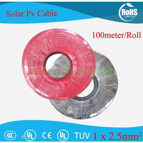 100m/roll 2.5mm sq (14 AWG) Photovoltaic Cable/ TUV cable for PV Panels Connection/ PV Cable With UV Approval