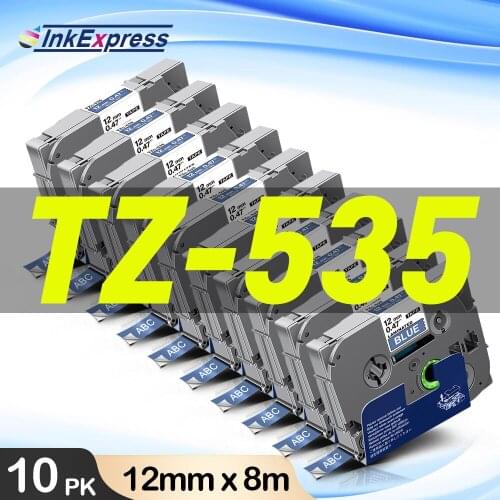 10PK Label Tape Laminated Tape Replace Brother 535 Tape 231 White on Blue Printable Sticker for Brother PT H110 PT-1250 Labeller