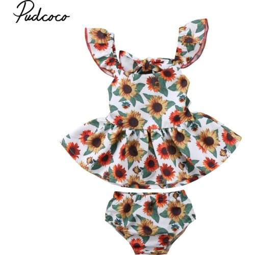 2018 Brand New Infant Toddler Newborn Baby Girls Kids Off Shoulder Dress Top+Shorts Pants Outfits 2Pcs Set Floral Clothes 0-24M