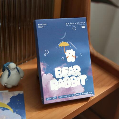 30 Pcs/Set Cute Cartoon Rabbit Cat Postcard DIY Cartoon Greeting Cards Message Card Christmas And New Year Gift