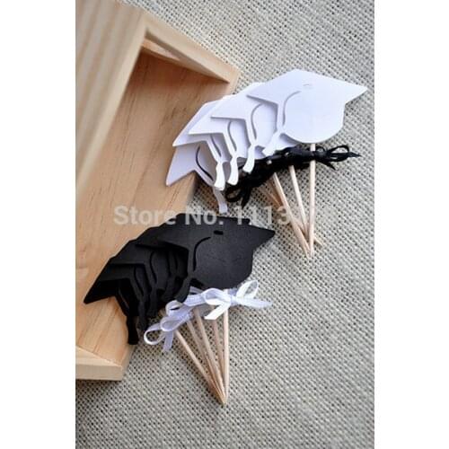 40pcs cheap Graduation Cap Cupcake Toppers Picks- Birthday wedding party cake topper