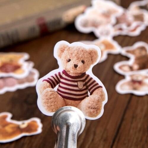 46pcs per lot Bear Sealing Sticker Scrapbook Cartoon Animal Stationery Gift Decoration Student Children Reward Handbook Diary