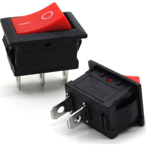 5 pcs KCD1-10 rocker power switch Button switch SKPT 2 feet 15*21mm control switch Red lid ON-OFF switch 6A250V 10A 125V Selling