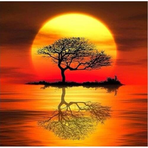 5D Diy Diamond Painting Kits Sun Tree Full Art Home Decor Drawings Cross Ctitch Diamond Mosaic Embroidery Creative Gift