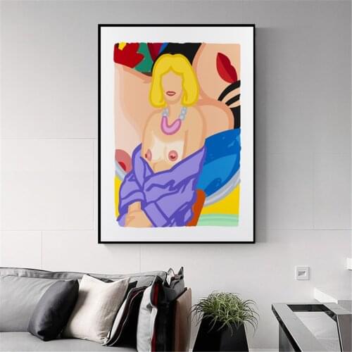 Abstract Nude Woman Character Colorful Poster Canvas Print Painting Wall Art Living Room Home Decoration