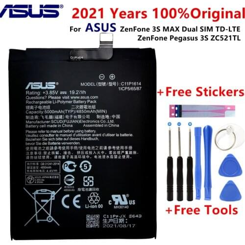 Original ASUS C11P1614 Phone Battery For ASUS ZenFone 3S MAX Dual SIM TD-LTE ZenFone Pegasus 3S ZC521TL 5000mAh High Capacity