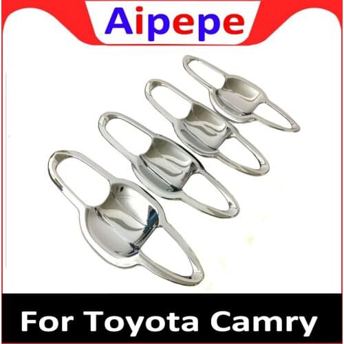 Accessories Chrome Door Handle Cover Bowl Trim Molding Garnish Bezel Cup Cap For Toyota Camry 2018 Car Styling