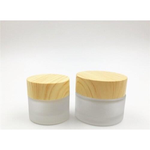 24pcs 5ml 10ml 15ml Frosted Cosmetic Eye Cream Jar Container with Bamboo Lids