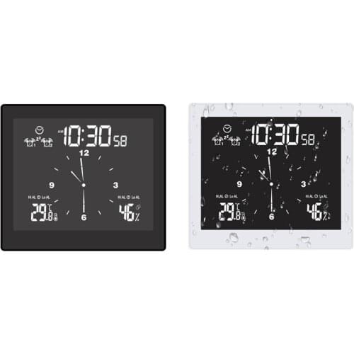 Digital Clock Alarm Clock Thermometer Hygrometer Waterproof Shower Clock Bathroom Clock Countdown Timer for Kitchen