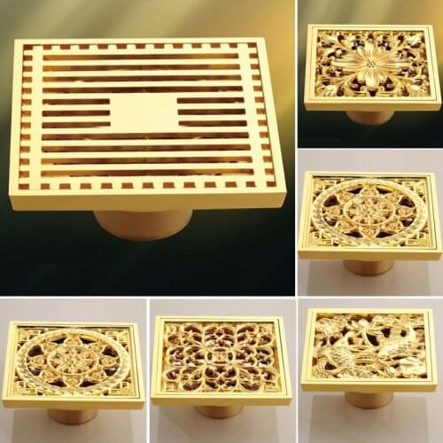 All copper golden floor drain deodorant toilet sewer shower room bathroom balcony invisible insect-proof washing machine