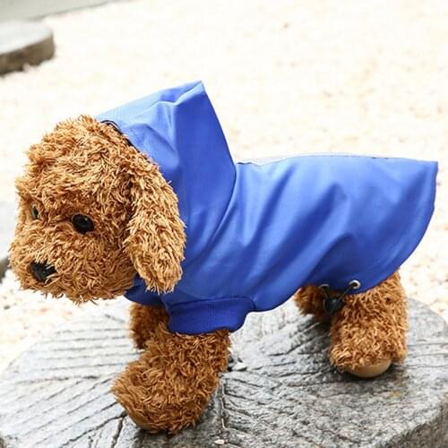 Pet Dog Hooded Raincoat Solid Color Drawstring Raincoat For Small Dogs Dog Supplies New Reflective Waterproof Raincoats