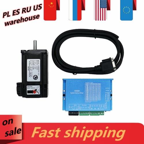 EU warehouse 1 set Nema24 60HSE3N close loop stepper motor engine + HSS60 servo driver + 2 meters encoder cable for CNC router