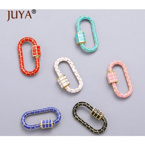 JUYA Jewelry Making Enamel Clasps Rainbow Carabiner Screw Lock for DIY Jewelry Findings Copper Connector Hand Made Accessories