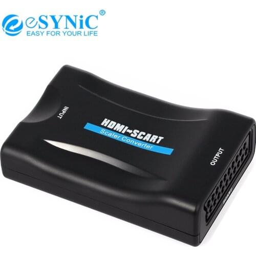 ESYNiC 4K HDMI-compatible to SCART Converter HDMI-compatible In SCART Out Adapter Composite Video HD Stereo Audio Adapter