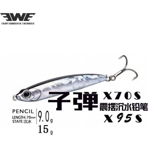 EWE X70S Pencil Lures Wobbler Sinking Stick Bait Bait Long Cast Fishing Lure Tackle For Pike Perch Crappie Peach Bass Fish