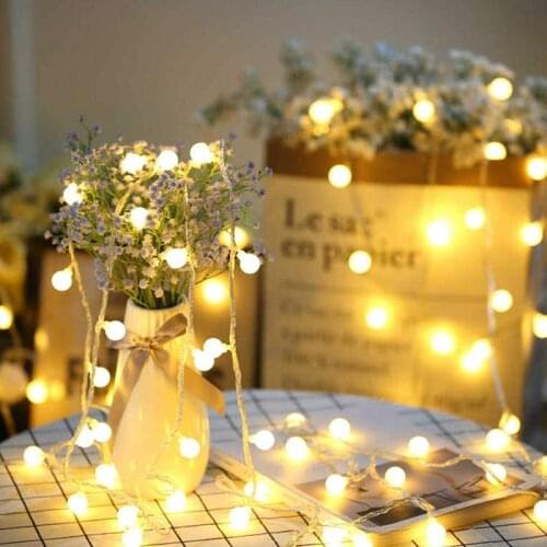 Battery Power LED Ball Garland Lights Fairy String Waterproof Outdoor Lamp Christmas Holiday Wedding Party Lights Decoration