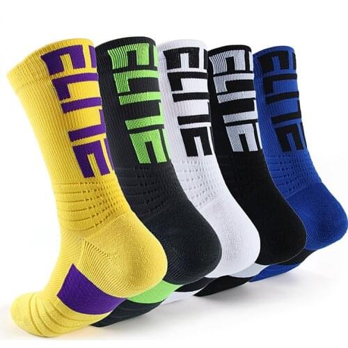 Hot selling Professional mens sports socks Basketball football MTB Cycling socks Man Hiking Climbing Damping Black Thick socks