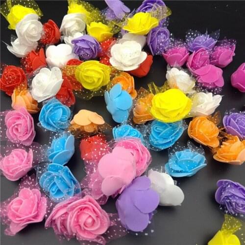 20pieces Foam Lace Rose Artificial Flower For Wedding Decoration DIY Decorative Wreath Fake Flowers