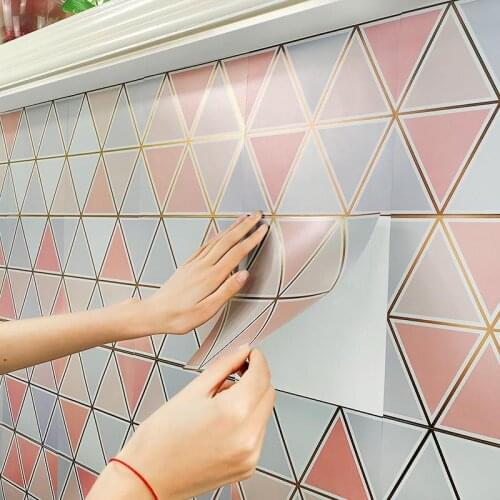 Oil Proof Kitchen Wall Stickers Waterproof Bathroom Decor Imitation Tile Sticker Self Adhesive Wallpaper Decoration Wallstickers