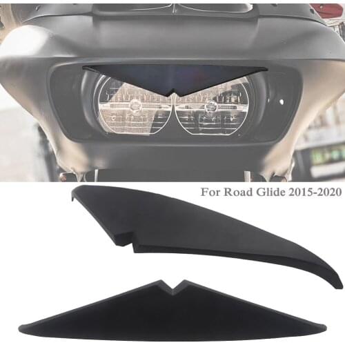Matte Black Head Light Eyebrows Eyelids Stickers Decoration For Harley 2015-21 Road Glide Models Headlight Mean Mug Bezel Visor
