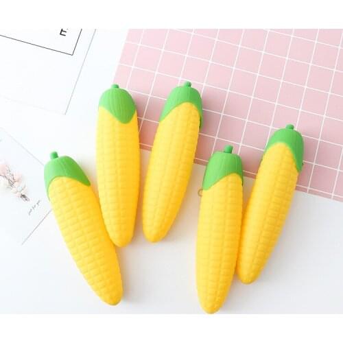 Cute pencil bag silicone corn carrot banana pen bag stationery bag gift office school supplies storage bag