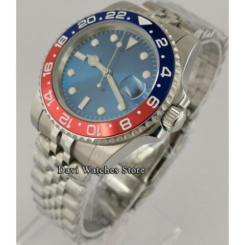 40mm Top Fashion Luxury Sterile Mens Watches Blue Dial Sapphire Glass Luminous Date 24 Jewels Japan NH35 Automatic Movement