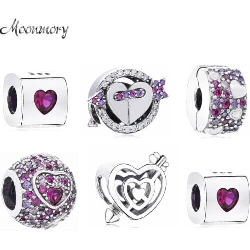 Moonmory 100% Real 925 Sterling Silver 2020 Valentines Sparkling Arrow Charms Love Dice Charm Beads For Jewelry Making Beacelet