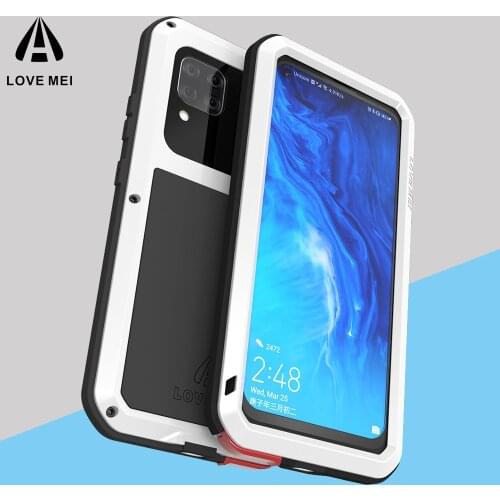Love Mei Powerful Case For Huawei P40 Lite Waterproof Shockproof Metal Aluminum Case Cover For Huawei P40 Lite & Tempered Glass