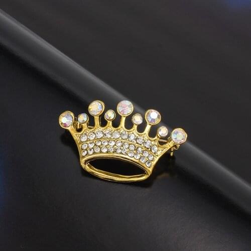 MZC New Designer Small Exquisite Crown Gold Metal Brooch Cheap Brooches for Women Ladies Dress Collar Brooch Bijoux Femme