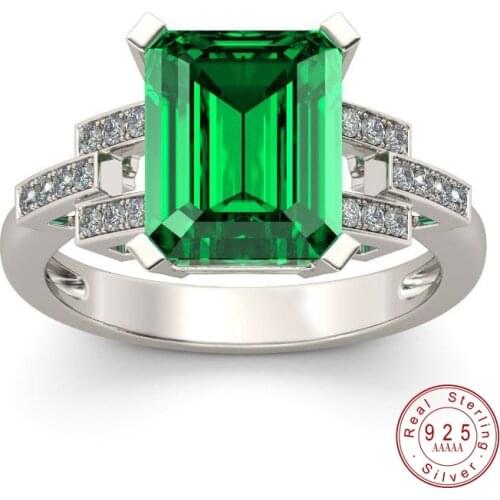 2021 New Hot Sparkling Green CZ Rings For Women Jewelry Anniversary Gift Sliver Color Anel Bagues Femme Engagement Fashion Ring