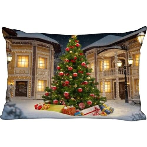 New Custom Christmas Party Pillowcase Satin Fabric Pillow Cover Rectangle Zipper Pillow Cases Home Office Wedding Decorative