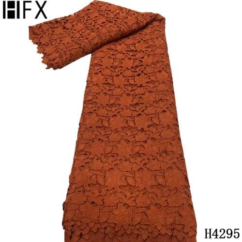 HFX New Arrival Burnt Orange Guipure Lace Fabric African Lace Fabric 2020 High Quality Nigerian Lace Fabric Cord Lace For Women