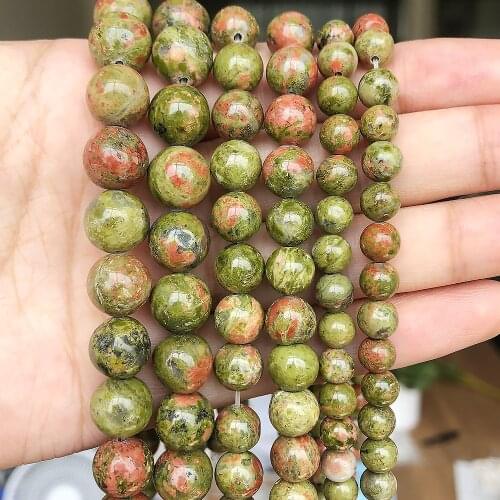 Wholesale Natural Unakite Stone Round Loose Beads For Jewelry Making 15.5 inches Pick Size 4/6/8/10/12/14mm F00075