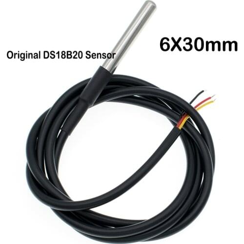 Original Waterproof DS18b20 temperature sensor 6*30MM 18b20 temperature sensor Stainless steel DALLAS 18B20 wire with Terminal