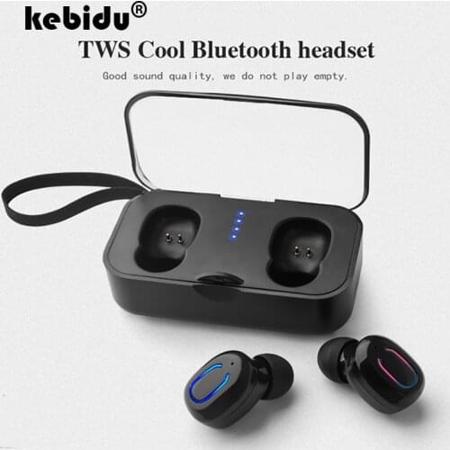 Kebidu Portable Wireless Bluetooth Earphones 5.0 TWS Mini Wireless Ear buds Music Stereo Deep Bass Headset with charging box