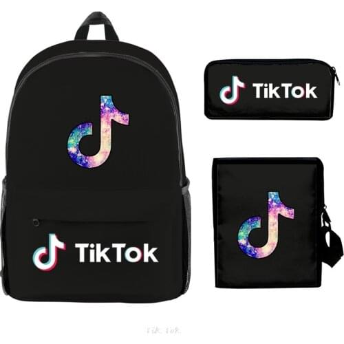TIK TOK School Bag Students Kids USB Backpack 3pcs Teenager Backpacks Fashion Childrens tik tok Schoolbag