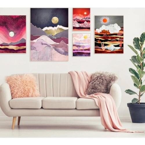 Nordic Morandi The Sun and Plain River Canvas Painting Wall Art Poster Print for Livingroom Bedroom Home Decor Wall Picture