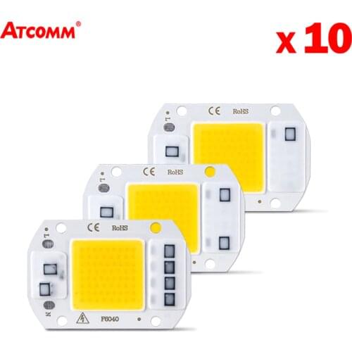 10pcs LED Chip 220V 20W 30W 50W LED Spotlight 2000 lumen No Flicker Smart IC COB LED Light Bulb Diode Matrix DIY Flood Chip Lamp