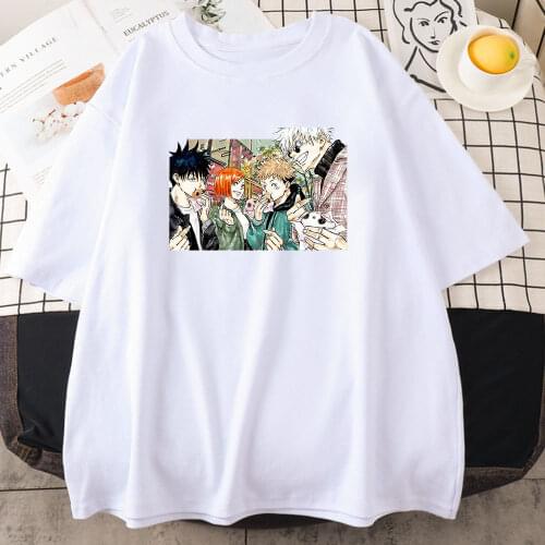 Jujutsu Kaisen Team Printing Men T-Shirts Casual Comfortable Clothes Short Sleeve Oversized Tshirt Loose Breathable Male T-Shirt