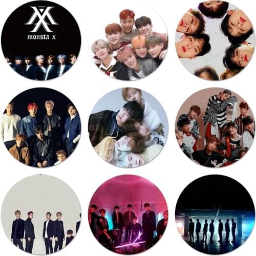 Monsta X KPOP Boy Group Icons Pins Badge Decoration Brooches Metal Badges For Backpack Decoration 58mm