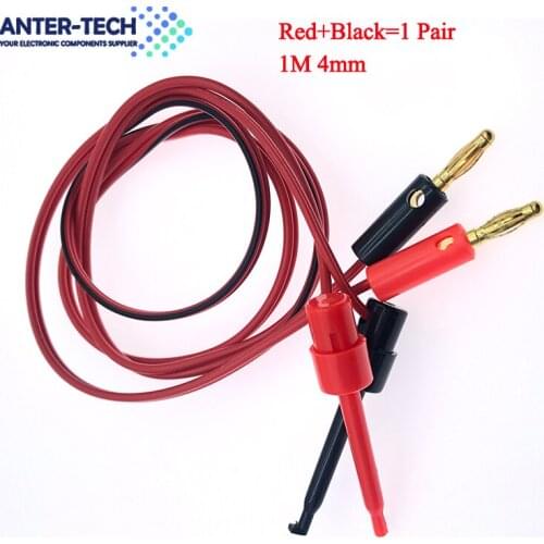 1 Pair 1M 4mm Banana Plug to electric Hook Clip Test Lead Cable Gold Plated For Multimeter Test Leads wire Connector red black
