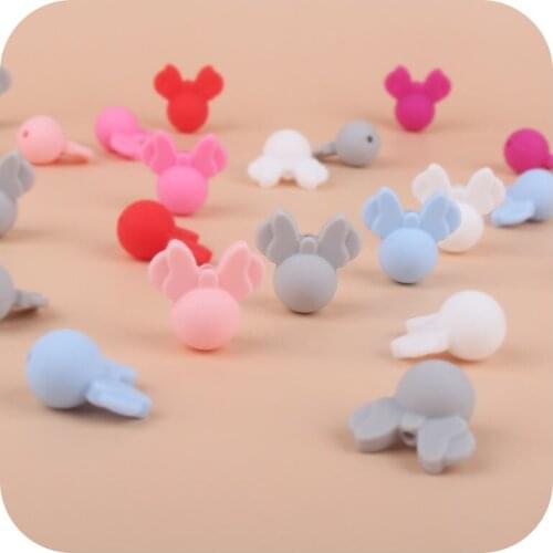 10pcs Baby Teething Beads Cartoon Mouse Head Shape Beads For Necklaces BPA Free Baby Teether Toy Nursing Gift