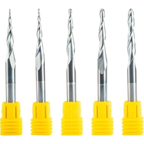 2pcs/lot R2.0*D6*60*100L*2F solid carbide 6mm Ball Nose Tapered End Mills router bits cnc taper wood metal cnc milling cutter