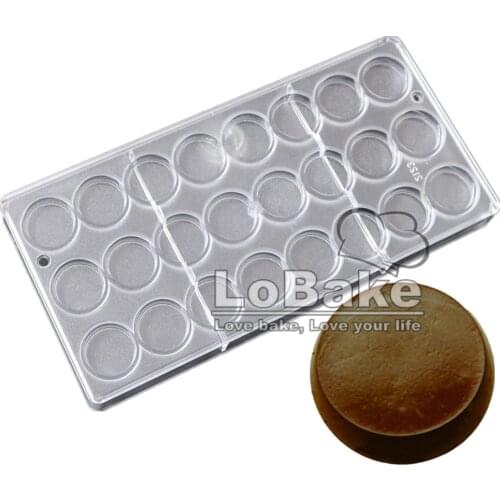 24 cavities plain surface round circle cube shape PC Polycarbonate plastic mold for chocolate chip fondant ice cube baking tools