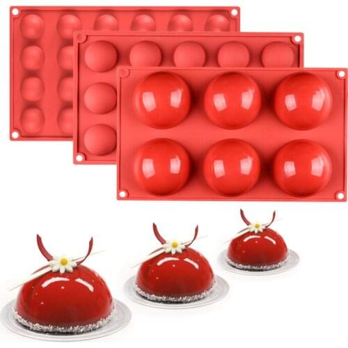 3PCS Silicone Mold Semi Circle Molds for Cake Chocolate Mousse Dessert Baking Tray DIY Bakery Moulds